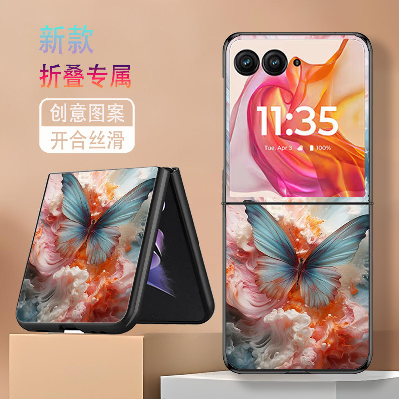 适用三星ZFlip7手机壳galaxyzflip7折叠屏新款高级感防摔保护套颜值艺术水墨蝴蝶个性时尚创意网红硬壳男女潮