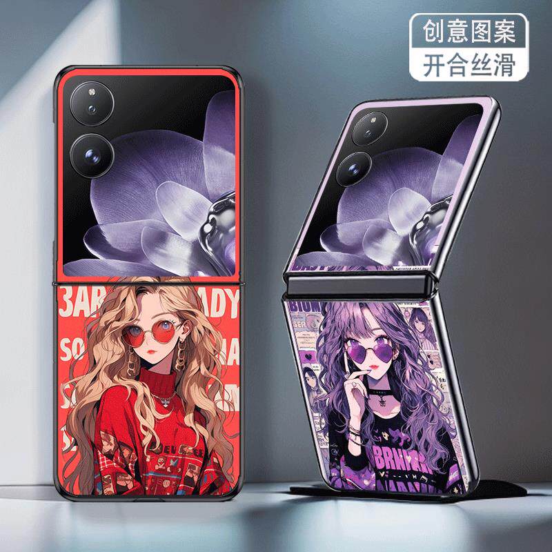 适用小米MIXFlip手机壳折叠屏MIX Flip2新款高颜值防摔保护套港风画报女郎唯美少女个性创意轻奢网红高级感潮
