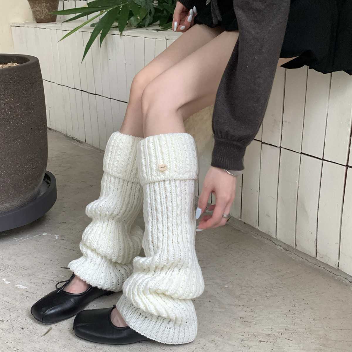 加长过膝象腿袜麻花纹翻边堆堆袜
