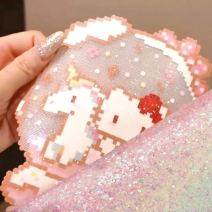 拼豆熨烫布闪粉彩虹渐变格利特布料手工DIY亮片格力特PU加厚粗闪