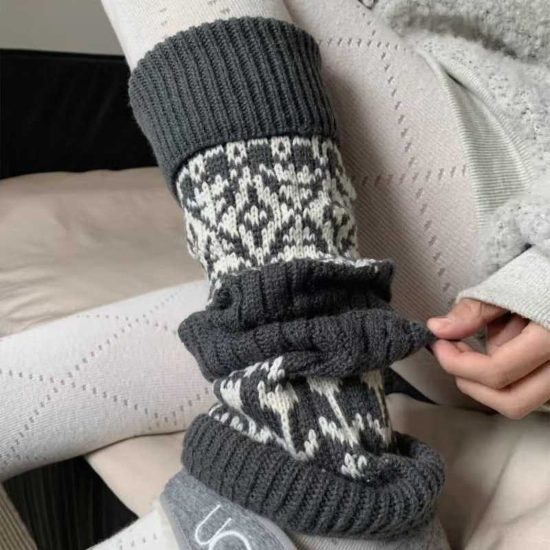 费尔岛风粗线森系堆堆袜女秋冬