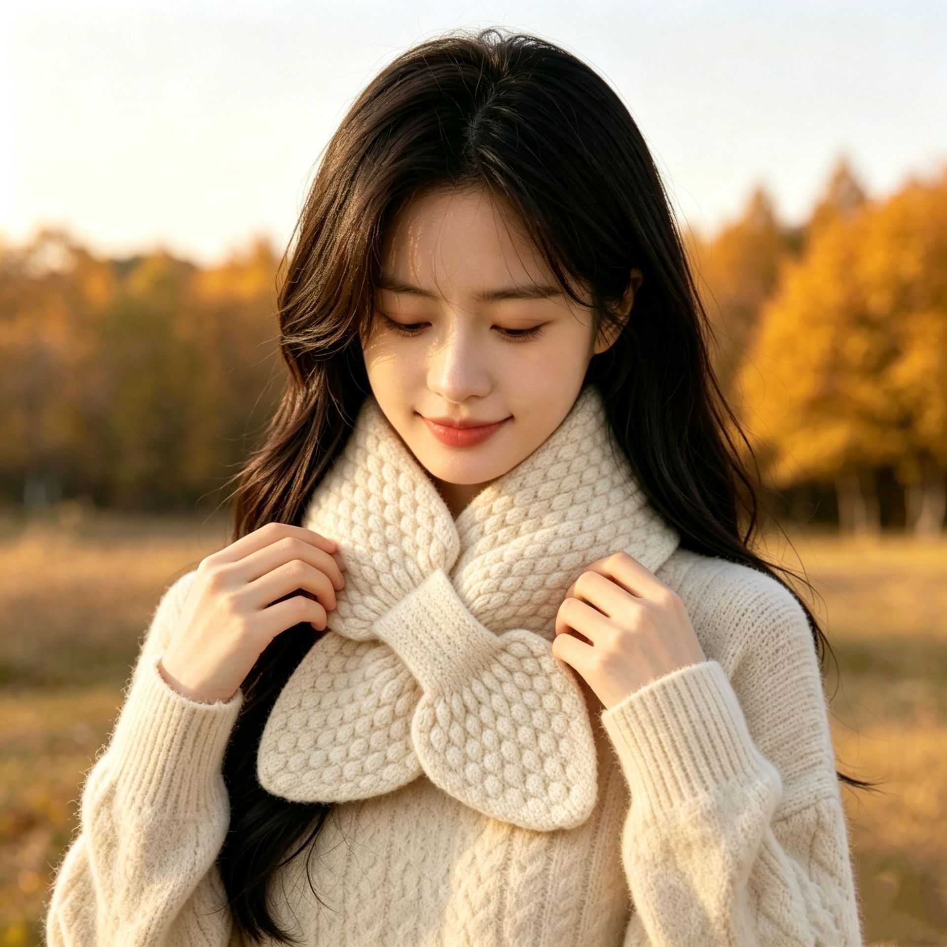 简约小围巾女秋冬大衣装饰假领子