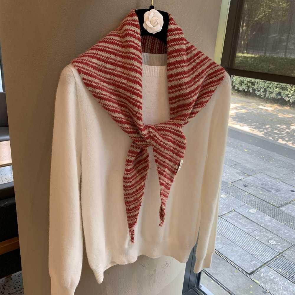 韩系条纹针织三角巾围巾女秋冬