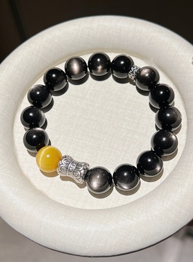 天然金曜石金虎眼石手链男女情侣