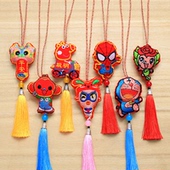 地摊景区热卖 端午节香包挂件刺绣卡通猴子蜘蛛侠香囊五彩绳项链