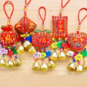 新年挂饰刺绣福袋香包荷包风铃挂件福字鱼可爱门铃提示活动礼品