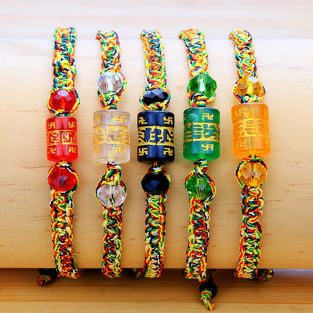 热卖藏式男女本命年幸运六字真言五色线手绳端午节五彩绳手链饰品