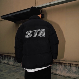 STA官网旗舰店立领羽绒棉服男女美式渐变字母加厚保暖棉衣棉袄冬