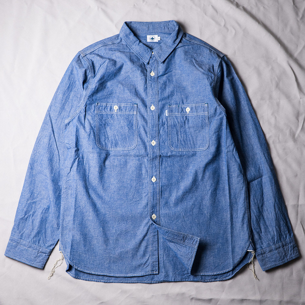 OmotoDenim正规代理日本制5.5盎司靛蓝染色赤耳青年布工装衬衫