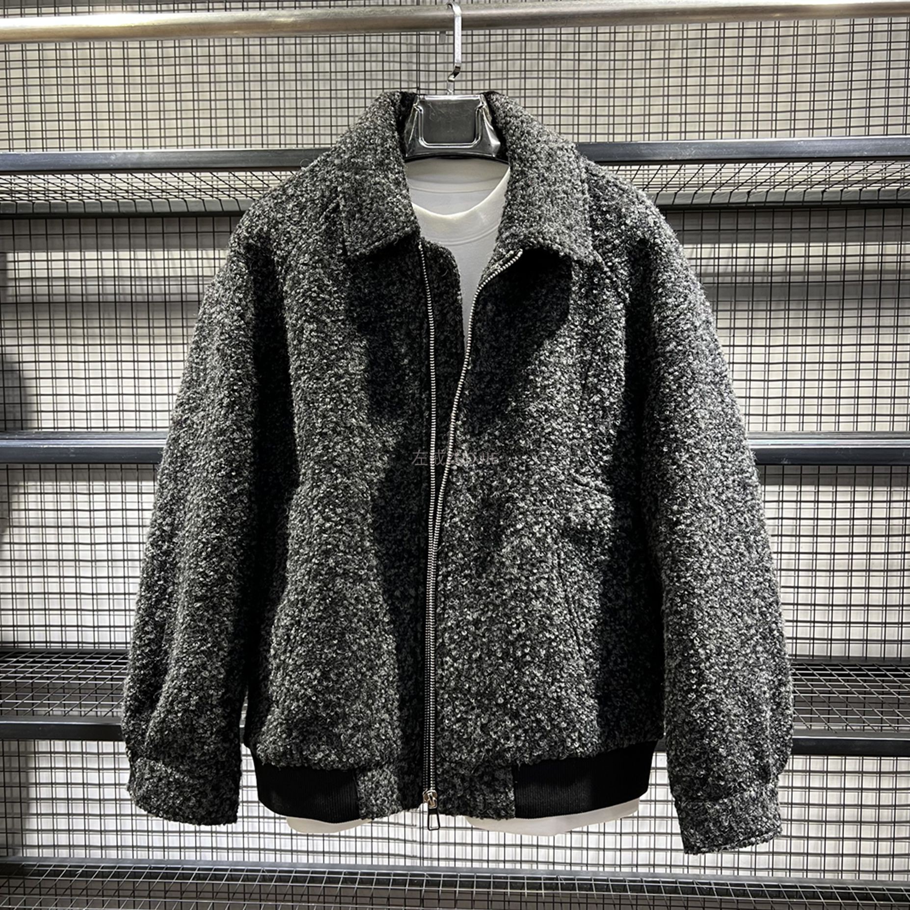 冬季加绒加厚羊毛呢大衣翻领男款宽松颗粒绒保暖外套青年呢子夹克