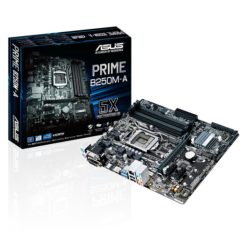 库存主板asus/华硕prime b250m-a台式机 支持6代 7代cpu ddr4内存