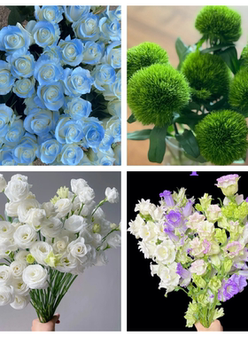 碎冰蓝10枝+向日葵2枝+白色洋桔梗1扎+洋甘菊1扎+黄莺5枝+保鲜剂