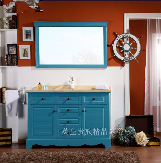 欧式风仿古组合洗手盆实木浴室柜