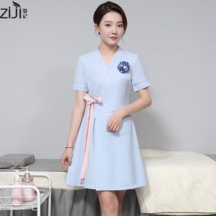 美容师工作服连衣裙夏季美容院工装女时尚美容店工作制服高端气质
