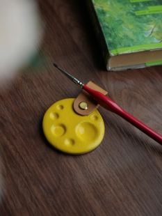 手工陶瓷调色盘笔架可爱插画国画水彩颜料盘绘画工具创意中秋礼物