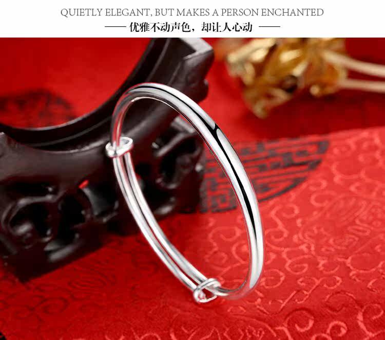 经典光面圆棍纯银999  手镯  情侣  亲子款