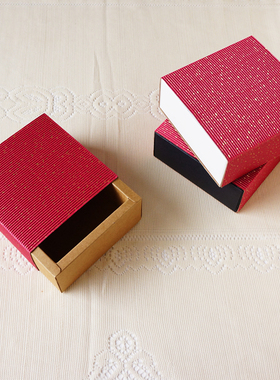 中式复古茶叶包装盒空礼品盒高档通用盒瓦楞抽屉纸盒盒子红色现货