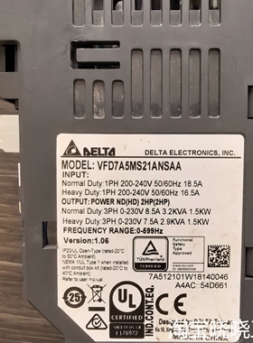台达变频器VFD7A5MS21ANSAA议价