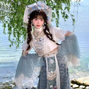 少数民族风女装2026夏季新款大理丽江壮族旅拍写真演出舞台装表演