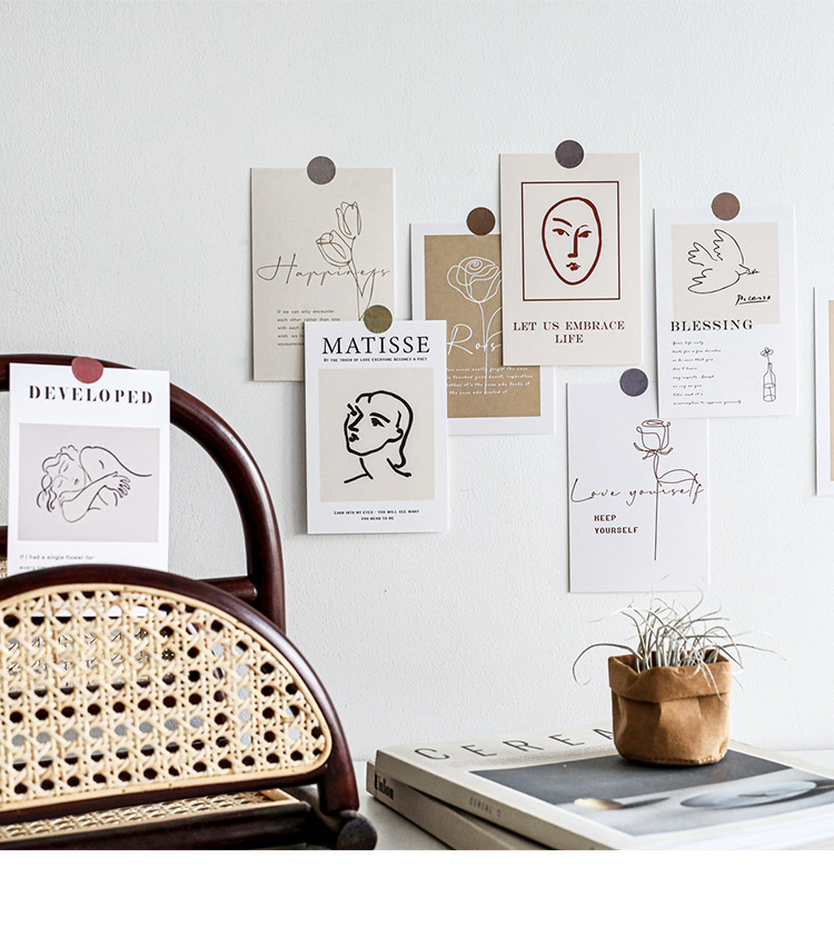 抽象简约复古风艺术线条简笔画马蒂斯拥抱快乐贴画名宿装饰拍照