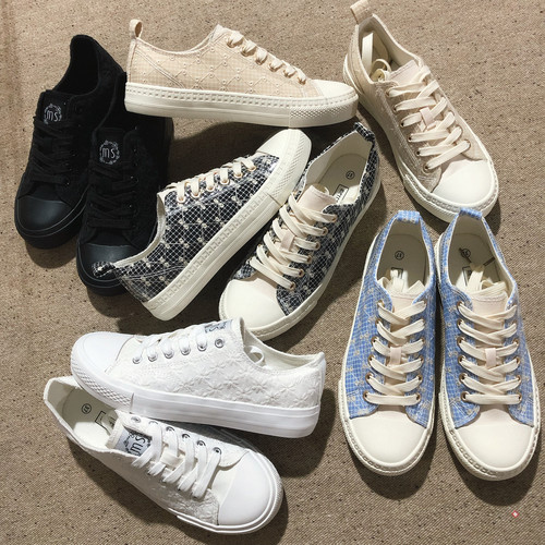 外贸平底系带大码女帆布鞋