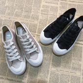 鞋 潮流百搭INS潮流韩版 黑色低帮平底外贸休闲板鞋 出口欧美帆布鞋