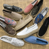 欧美单套脚麻底女鞋 休闲潮流鞋 41码 厚底外贸出口一脚蹬懒人帆布鞋