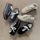 条绒面料外贸出口鞋 日系极简知性优雅风格 加不对称鸳鸯设计帆布鞋