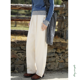 秋冬纯棉九分裤 花吉K379米色高腰直筒百搭九分休闲裤 女2026新款