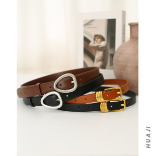 花吉P964黑色百搭超纤环保皮带女腰带