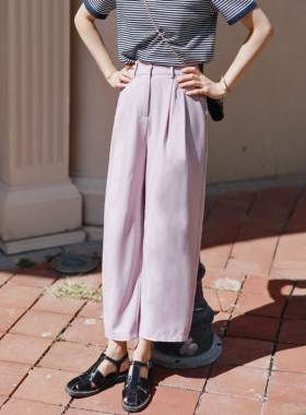 花吉K076浅紫色高腰百搭九分西装休闲裤女2026年新款夏垂感西装裤