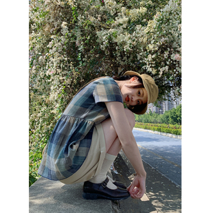 26ss.Part4 青茶织苔 复古方格日系俏皮感娃娃衫 花吉0408