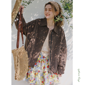 花吉B956咖啡色韩系双门襟宽松风衣女2025年新款 春巴恩风夹克外套