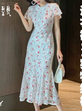 裁剪纸样女装气质蕾丝中长款连衣裙服装打版图1:1实物纸样BLQ-683