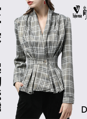 缝纫纸样女装收腰V领长袖衬衣服装结构设计图1:1实物纸样BCY-178