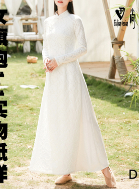 女装改良蕾丝旗袍纸样侧开襟连衣裙服装版型图1:1实物纸样BQP-49