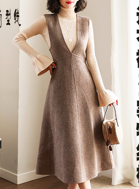 秋冬裙纸样吊带裙图纸大摆呢料长裙版型图样子BLQ-433