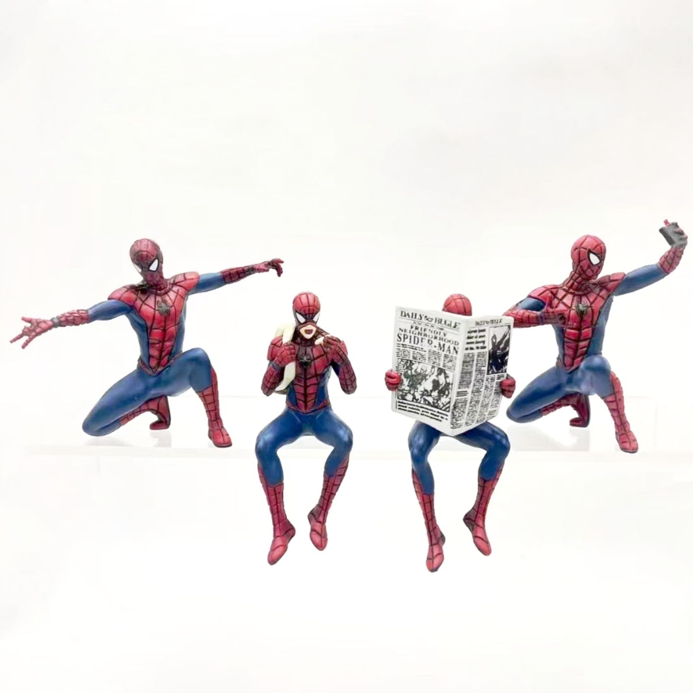 漫威MARVEL蜘蛛侠静态雕像祖国复刻版3寸人偶模型4款套