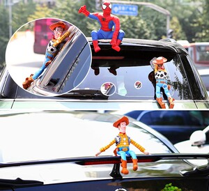 汽车玩偶摆件车顶公仔前部尾部装饰 品蜘蛛侠超人蝙蝠侠玩具包邮