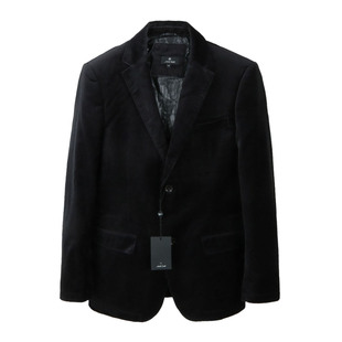 外贸冬季厚款高级老爹平绒高级西装黑色绒面男士商务休闲单西外套