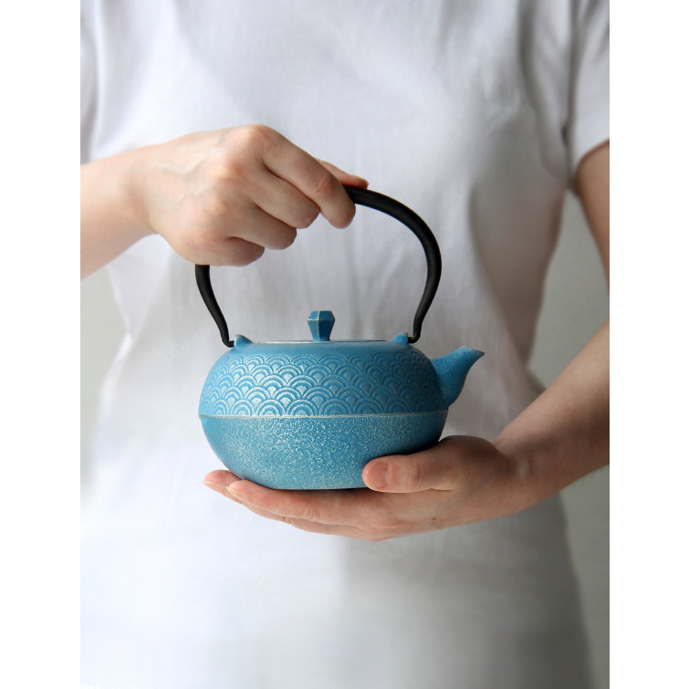 现货日本原装进口南部铁器青海波0.5升铸铁壶内搪瓷泡茶用不能烧