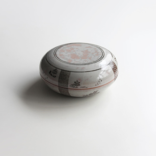料理食笼水果盆 日本信乐烧作家手工铁绘山水纹粗陶圆形大盖罐日式