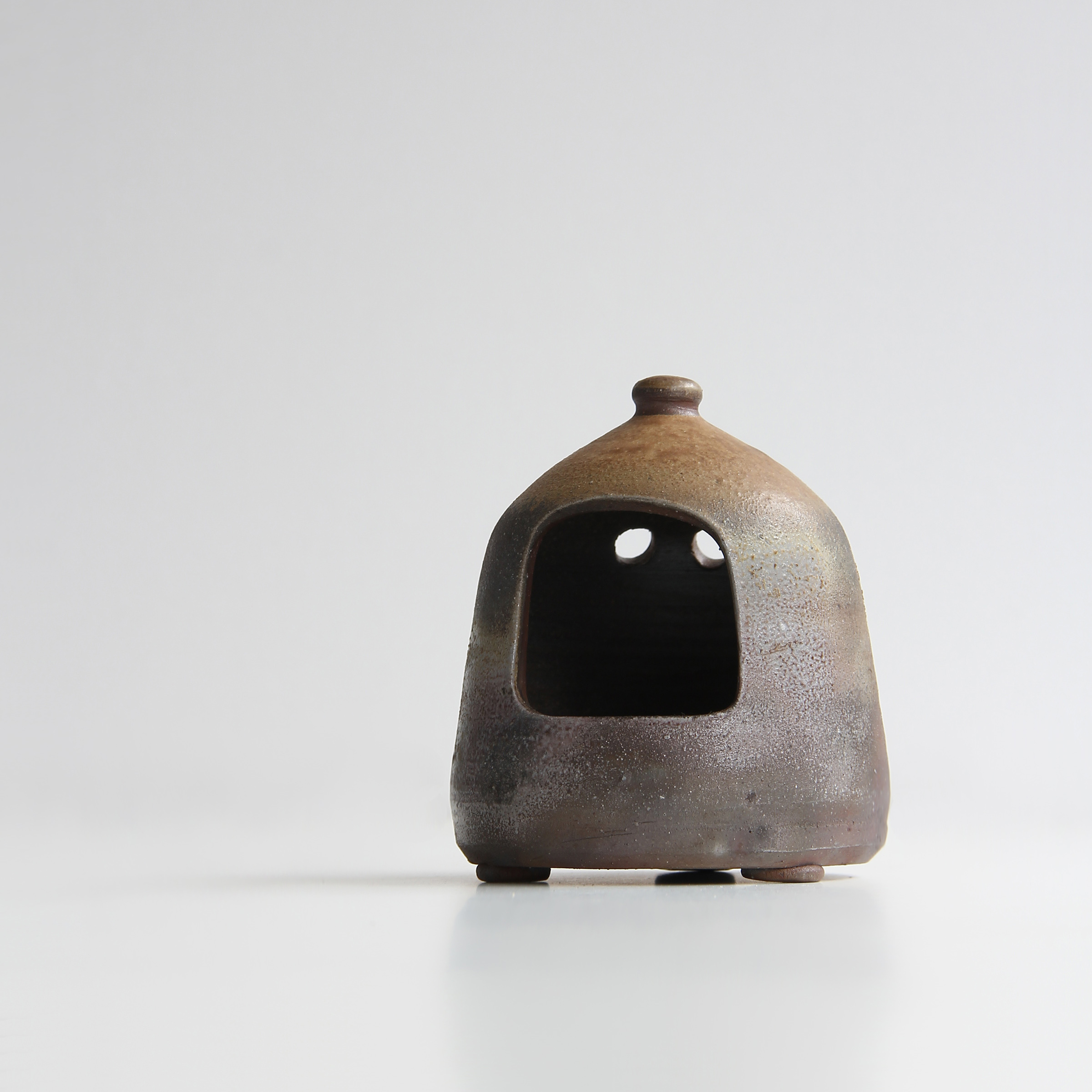 日本前烧作家手工粗陶鸟窝型熏香炉塔香座日式家居装饰摆件合集