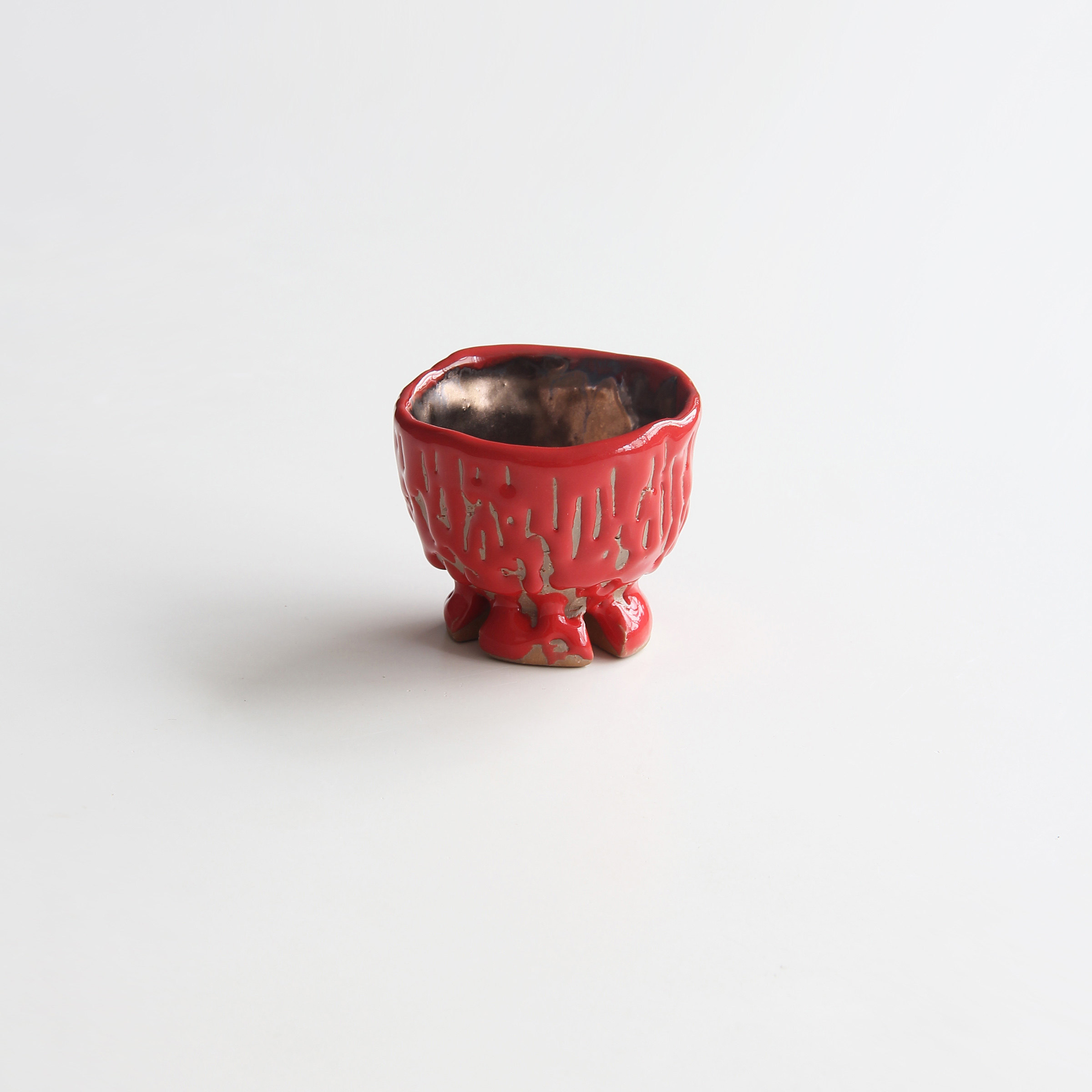 日本萩烧作家手工粗陶金红厚彩釉小号玉露茶水杯清酒杯日式品茗杯
