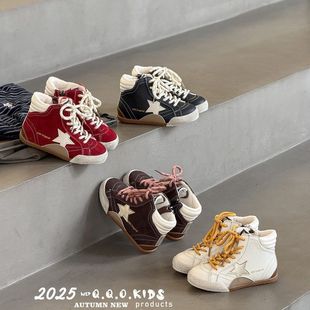 免系鞋带/冬季2025秋冬儿童星星高帮板鞋男童女童休闲加绒二棉鞋
