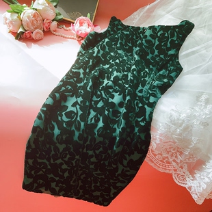 墨绿色 可穿 高档真丝丝绒女式 旗袍裙连衣裙短裙三季