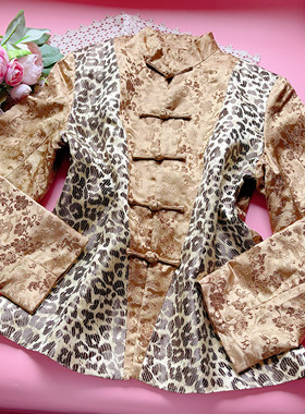 中式古典仿古国风女装高档真丝织锦女春秋外套 图腾牡丹老黄色