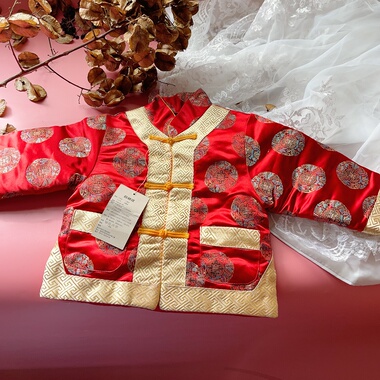 瑕疵特卖 儿童唐装棉袄一件 喜庆红 只卖38.99元