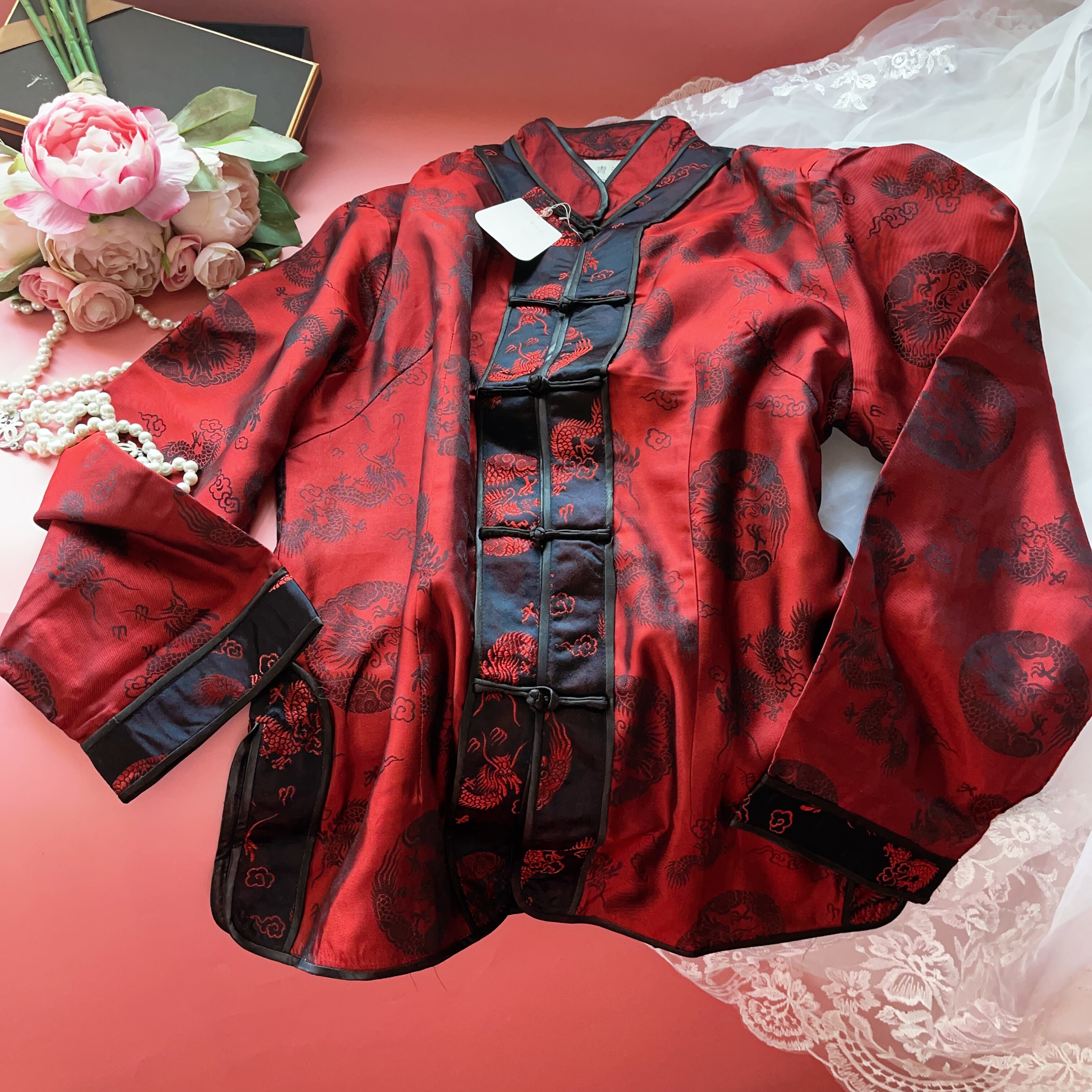 出口原单 高档中式女唐装上衣春秋外套 折光变色 仿古女装 优雅