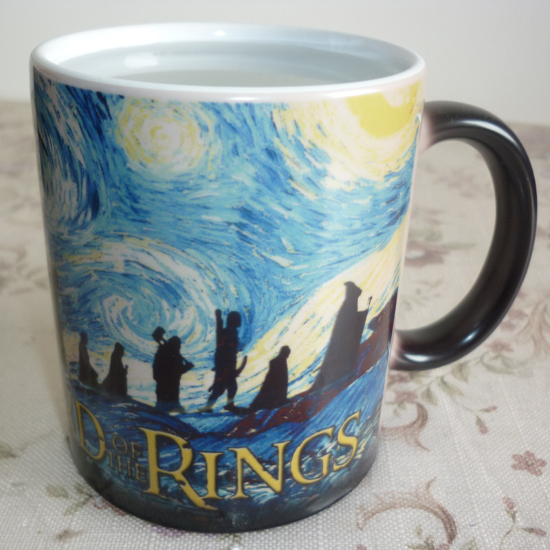 热销新品指环王梵高变色马克杯 400ml 彩盒包装 圣诞节礼物